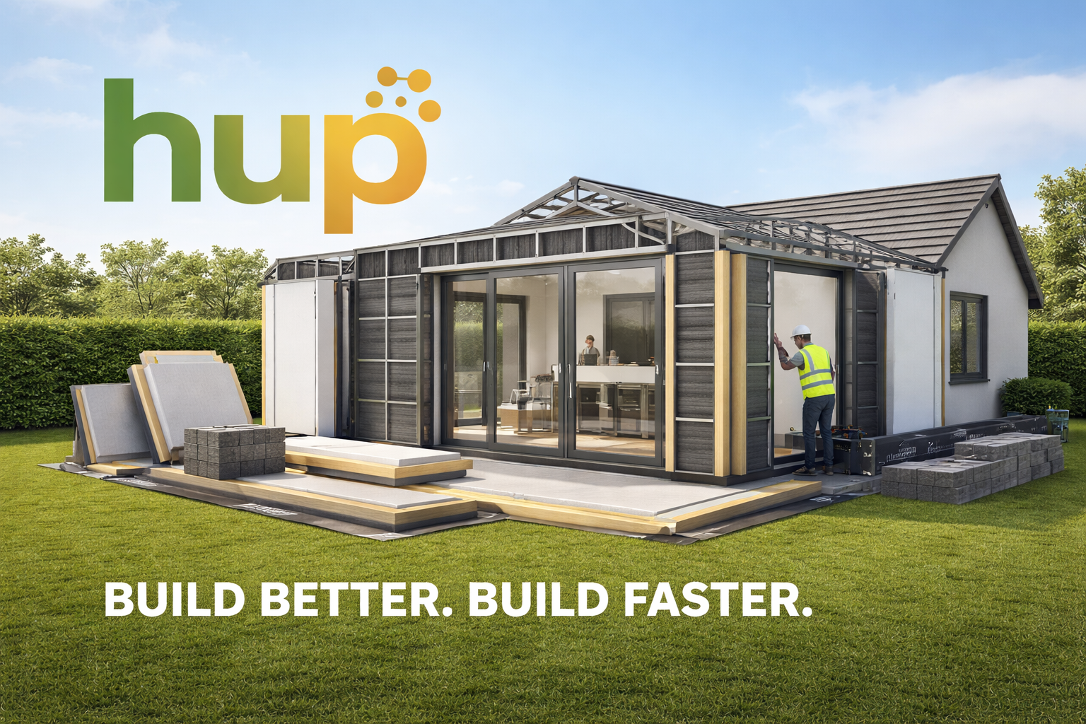Modern home extension under construction