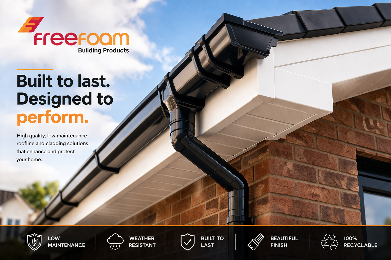 Modern black roofline and guttering